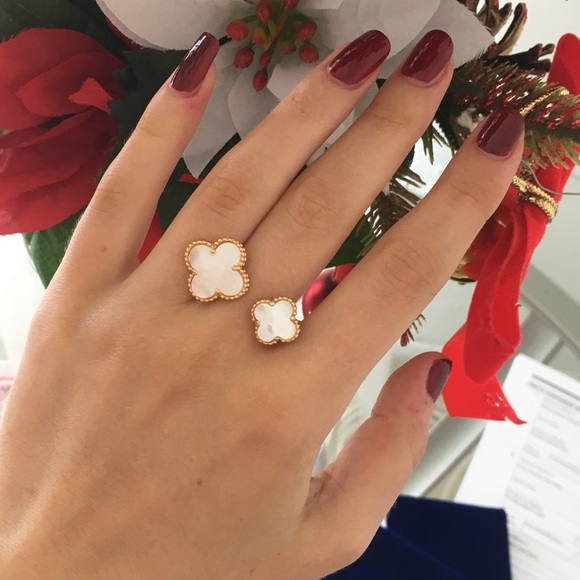 Mother of pearl clover adjustable ring - Picture 5 of 7